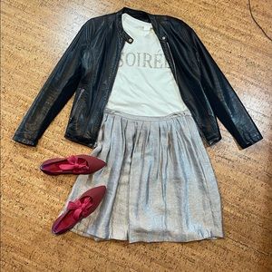 Old Navy, Metalic Silver, Pleated Skirt, Size 12-Perfect for Holidays!